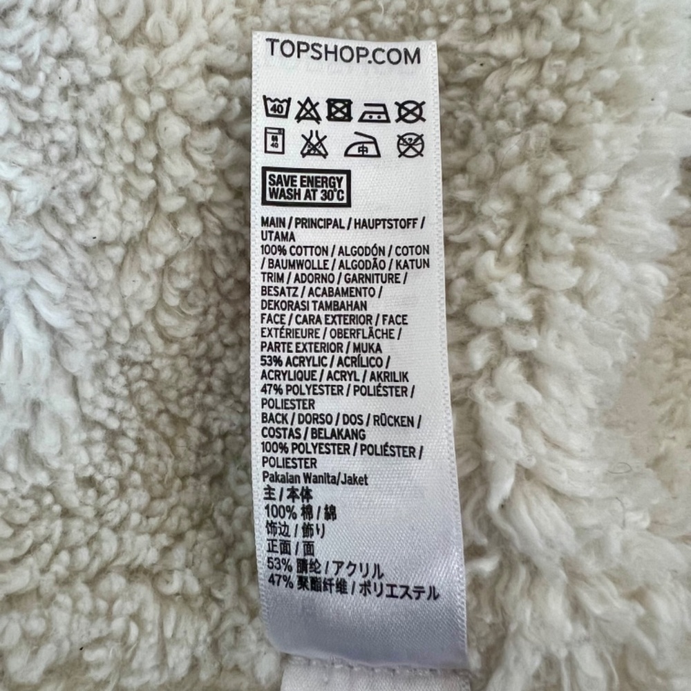 Topshop Moto Sherpa Lined Black Denim Jacket - Picture 10 of 11